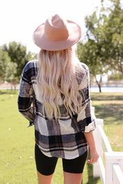 Women's Loose Fit Distressed Plaid Print Shirt