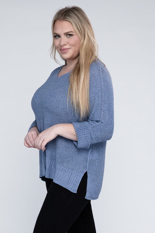 Plus Size Women's Cozy Crew Neck Knit Sweater