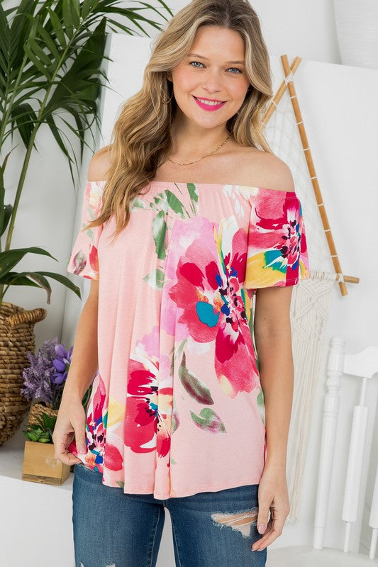 Women's Floral Off Shoulder Top