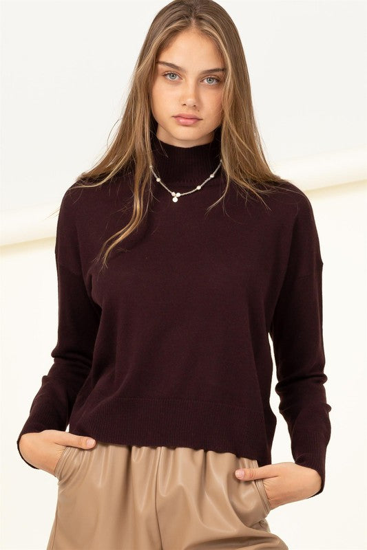 Women's Cozy High-Neckline Relaxed Sweater