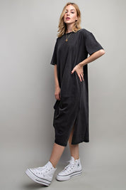 Women's Casual Loose Fit Cotton Midi Dress