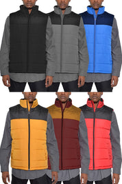 Men's Padded Two-Tone Winter Vest with Zipper Pockets