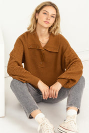 Women's Oversized Wide Collar Button Front Sweater