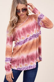 Women's Cozy Tie Dye Print One Shoulder Top