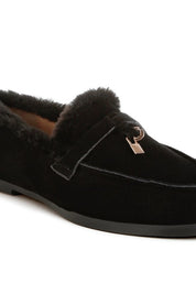 Women's Formal Suede & Faux Fur Flat Loafers