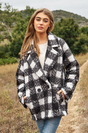 Women's Double Breasted Fuzzy Boucle Coat Jacket