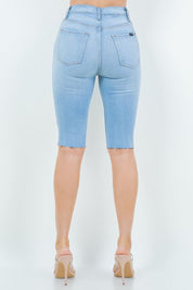 Women's High Rise Light Wash Denim Bermuda Shorts