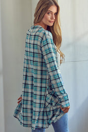 Women's Casual Plaid Long Cardigan