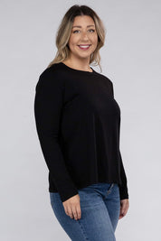 Women's Relaxed Fit Plus Cotton Long Sleeve T-Shirt