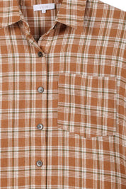 Women's Beige Plaid Button-Up Shirt