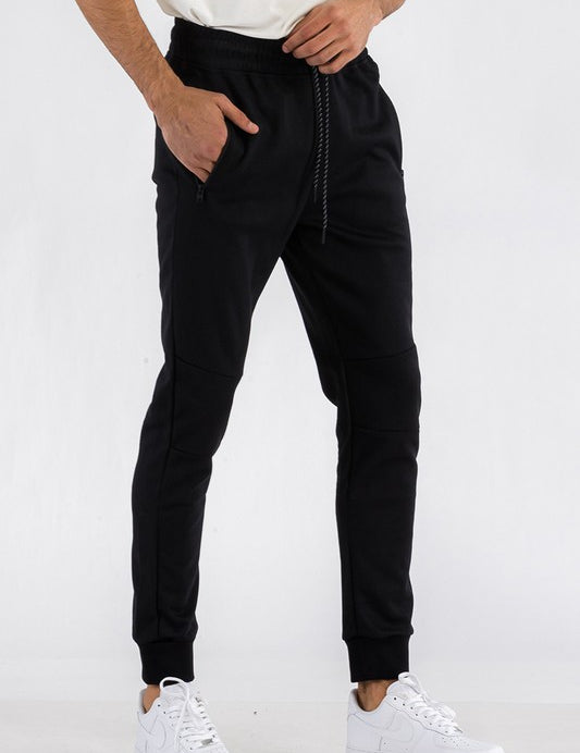 Men's Heathered Joggers with Elastic Waist and Pockets