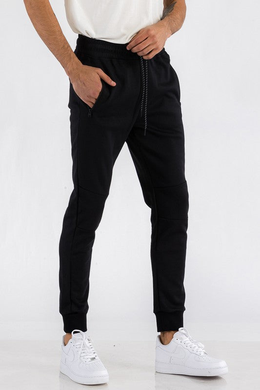 Men's Heathered Joggers with Elastic Waist and Pockets