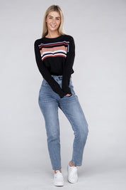 Women's Striped Crewneck Pullover Sweater