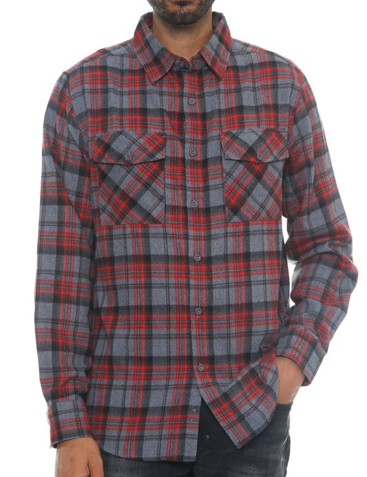 Men's Regular Fit Checker Plaid Flannel Shirt