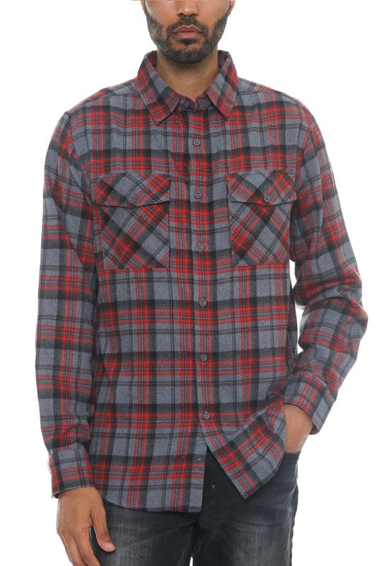 Men's Regular Fit Checker Plaid Flannel Shirt