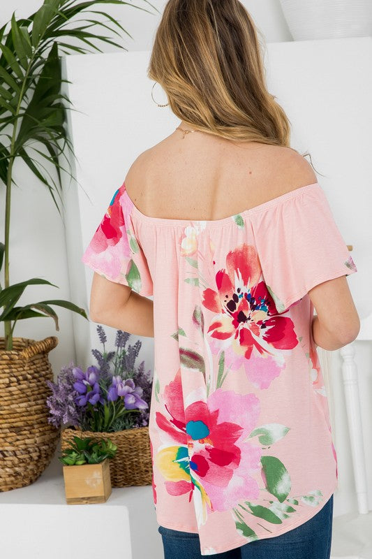 Women's Floral Off Shoulder Top