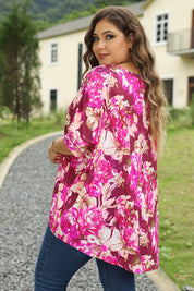 Women's Plus Size Floral Print Short Sleeve Blouse