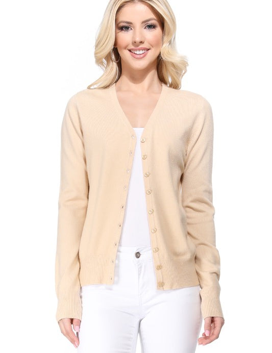 Women's V-Neck Button Down Knit Cardigan Sweater