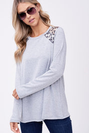 Women's Relaxed Fit Cheetah Print Baseball Top