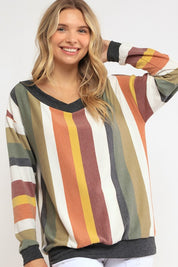 Women's Loose Fit Wide V Neck Plus Sweatshirt