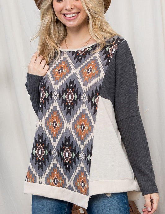 Women's Oversized Aztec Print Mix and Match Top