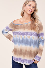 Women's Cozy Tie Dye Print One Shoulder Top