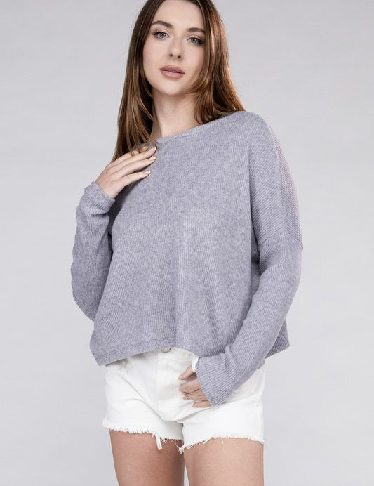 Ribbed Dolman Long Sleeve Sweater