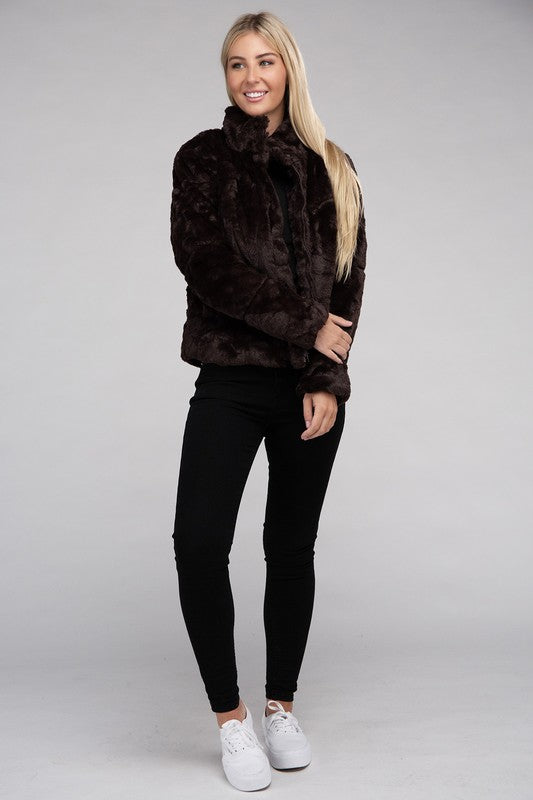 Women's Cozy Fluffy Zip-Up Jacket