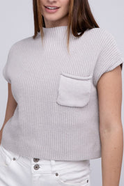 Women's Cropped Mock Neck Short Sleeve Sweater