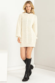 Women's Cozy Cable-Knit Ribbed Mini Sweater Dress