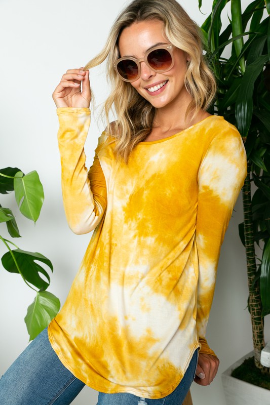 Women's Casual Tie Dye One Shoulder Long Sleeve Top