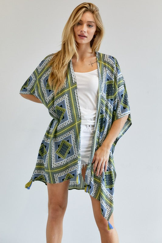 Women's Printed Short Sleeve Kimono