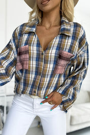 Women's Plaid Asymmetric Buttons Shirt