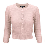 Women's Cropped 3/4 Sleeve Knit Cardigan Sweater