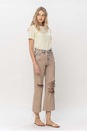 Women's Distressed Vintage Crop Flare Jeans