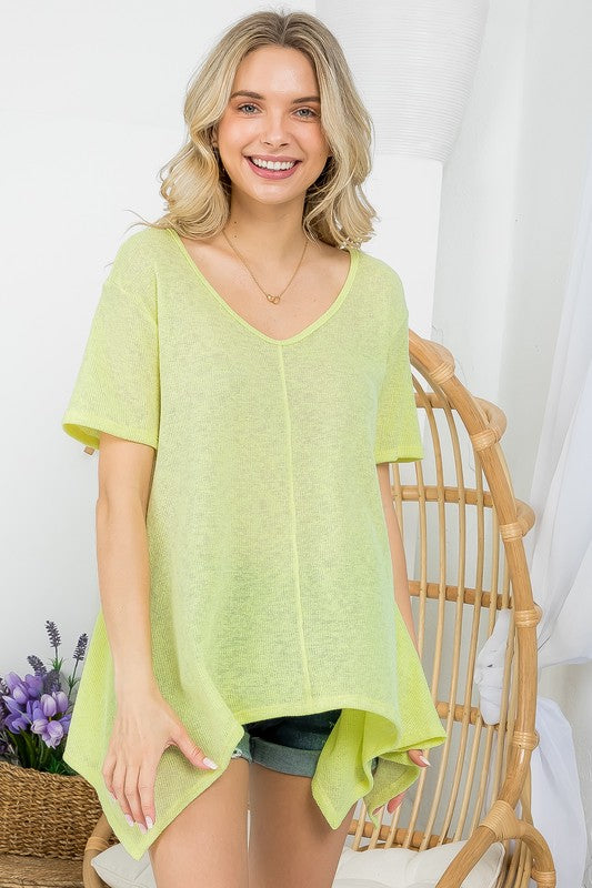 Women's Casual Solid Low Gauge Tunic Top