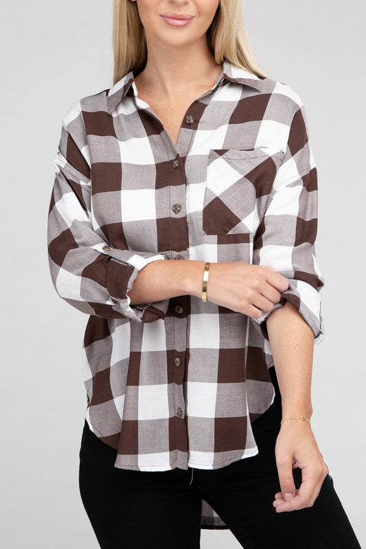 Women's Casual Plaid Flannel Shirt