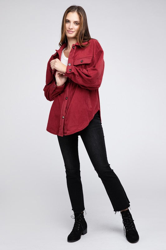 Women's Oversized Fleece Buttoned Jacket