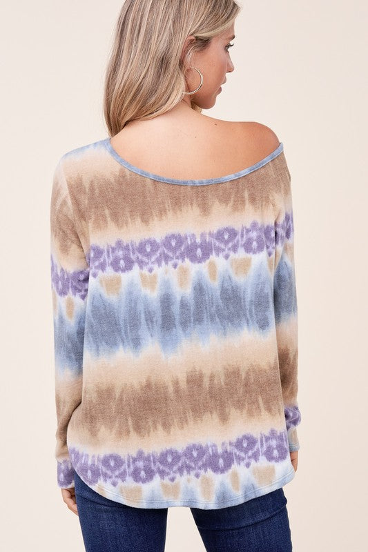 Women's Cozy Tie Dye Print One Shoulder Top