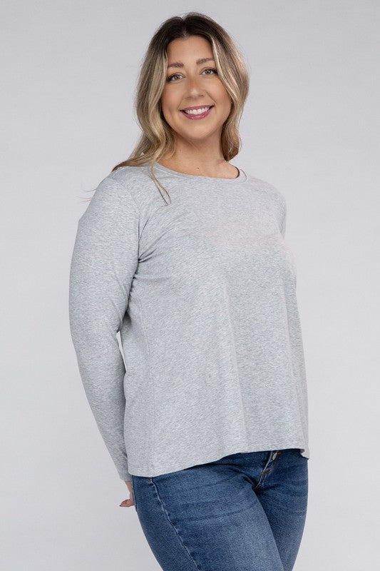 Women's Relaxed Fit Plus Cotton Long Sleeve T-Shirt