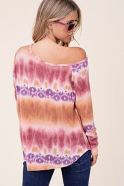 Women's Cozy Tie Dye Print One Shoulder Top