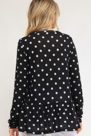 Women's Casual Polka Dot Tunic Top with Ruffle Bottom