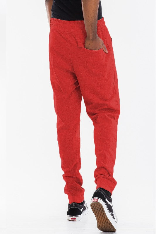 Men's Heathered Joggers with Elastic Waist and Pockets