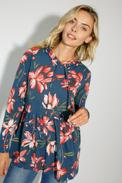 Women's Floral Print Jersey Babydoll Hoodie Casual Top