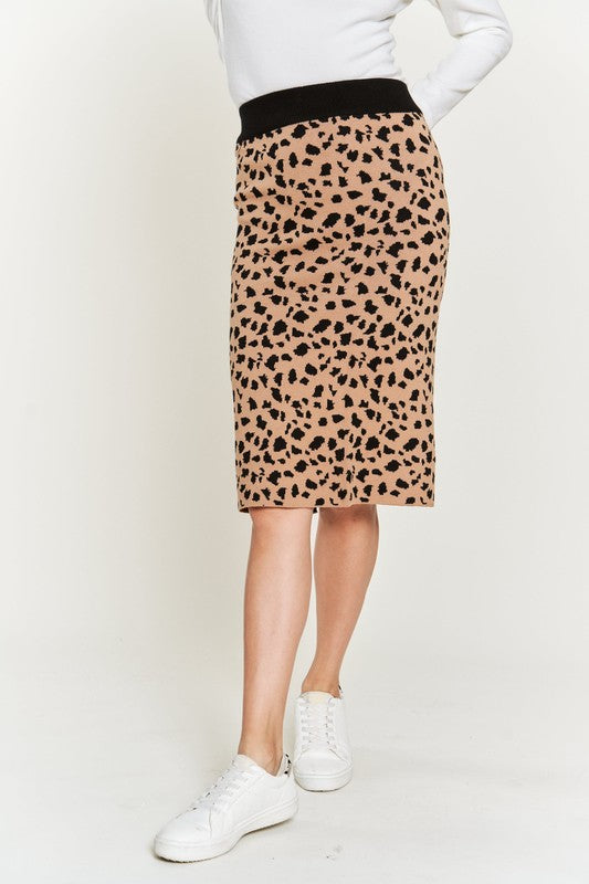 ANIMAL PRINT SWEATER SKIRTS KRS5026-2P