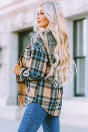 Women's Long Sleeve Plaid Button-Up Shirt with Pockets