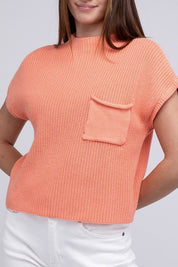 Women's Cropped Mock Neck Short Sleeve Sweater