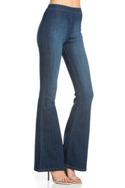 Women's High-Waist Flare Denim Jeans with Zipper Back