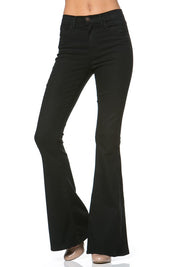 Women's High Waist Flare Denim Pants in Chocolate