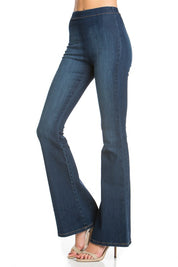 Women's High Waist Flare Denim Pants with Zipper Back